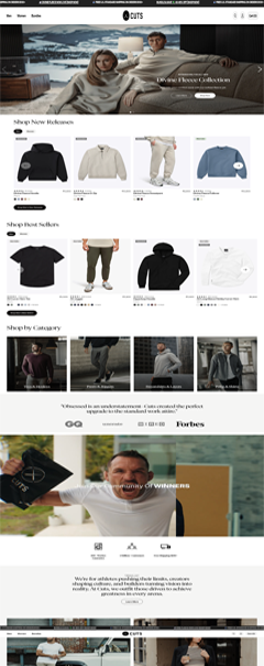 Custom Shopify development for bold, modern eCommerce brands — delivering a premium online store experience for CUTS Clothing.