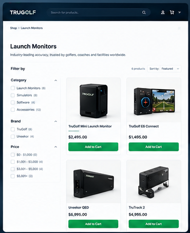 TruGolf Website Redesign with WordPress & Shopify