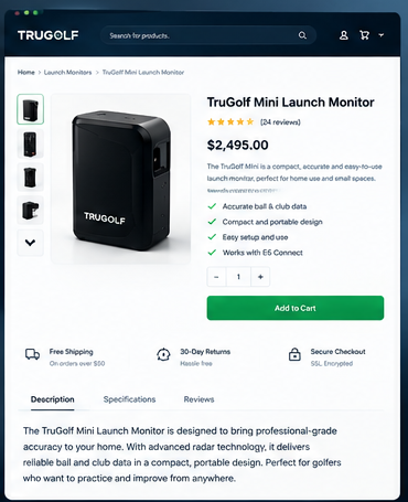 TruGolf Website Redesign with WordPress & Shopify